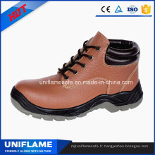 Chaussures de travail en cuir d&#39;orteil de haute cheville en cuir rose de chaussures de travail